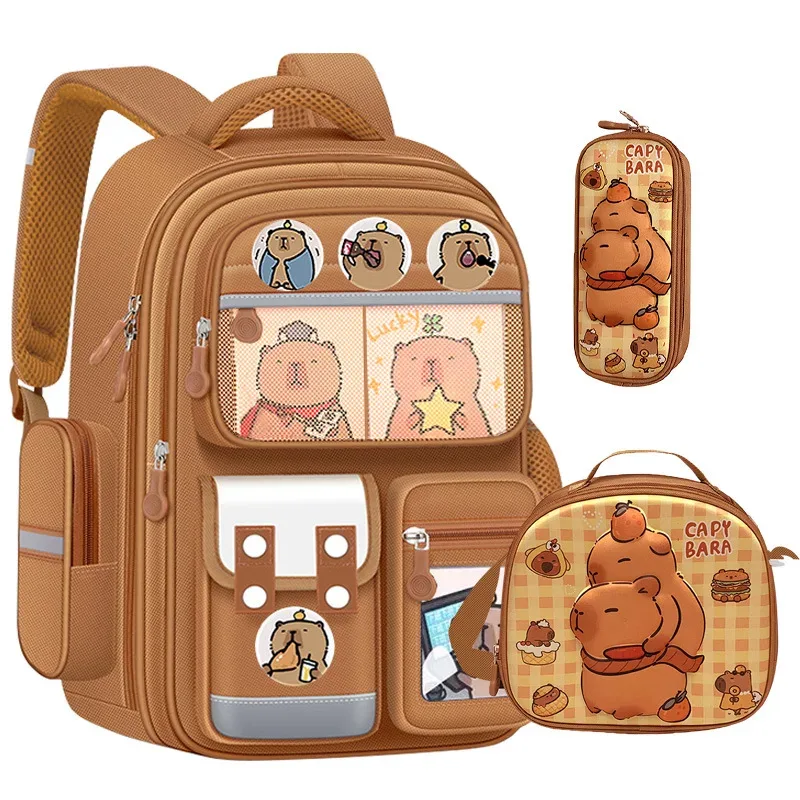 sacs d'école pour enfants capybara, pour garçons et filles, soulagent la charge, protègent la colonne vertébrale, sangles larges, sac à dos scolaire, sac à livres