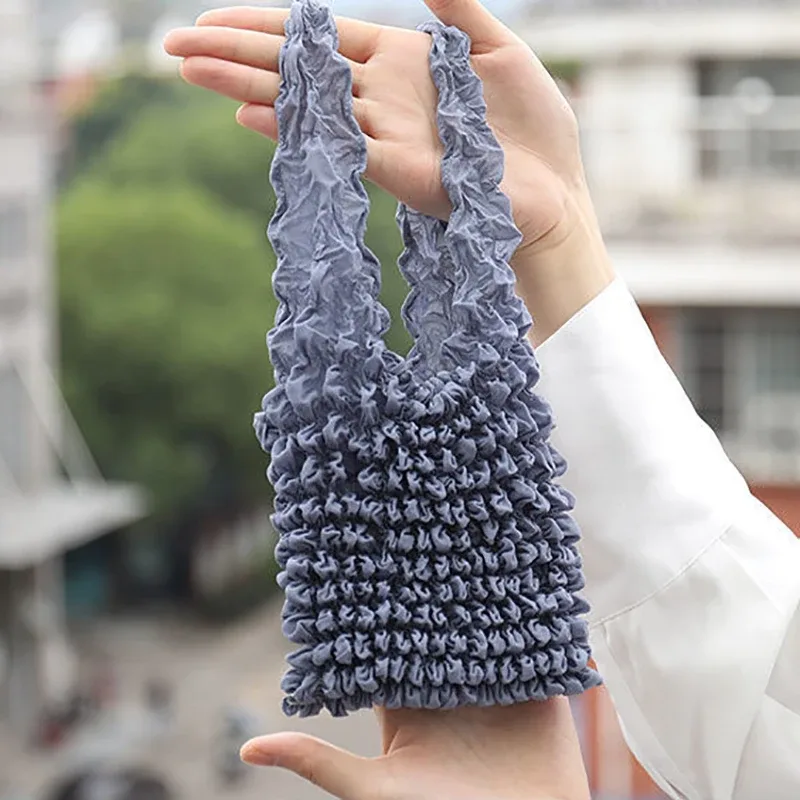 nouvelle expansion pli plissé flexible extensible mini sac à provisions grande capacité bulle élastique portable sac à main fourre-tout sac de rangement
