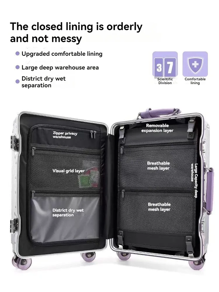 bagage à roue de patinage, valise d'embarquement de 20 pouces, étui de voyage de 24 pouces, boîte de mot de passe premium, boîtier de chariot durable, nouvelle collection 2025