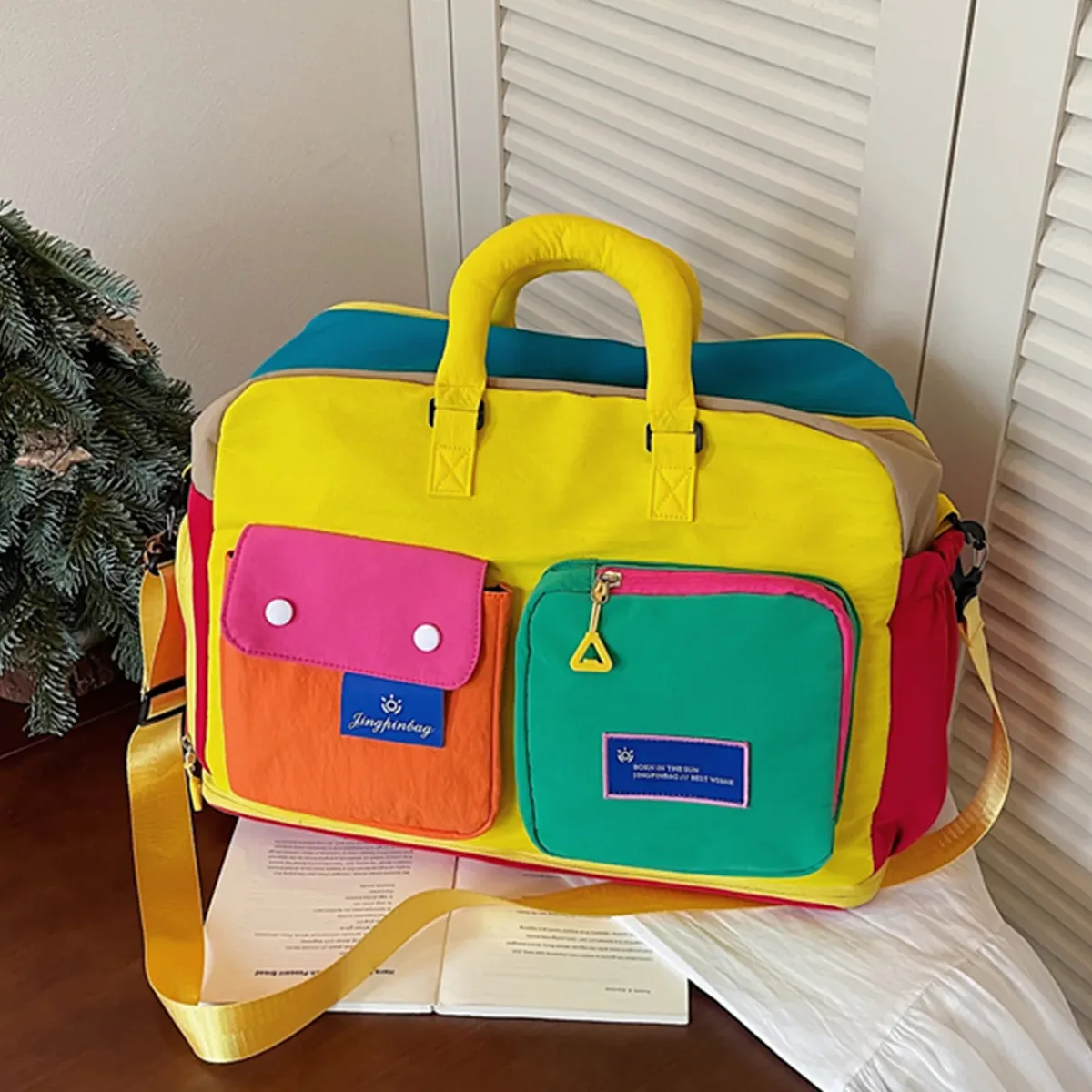 sac de voyage portable grande capacité pour hommes et femmes, sac de sport et de fitness, sac de transport durable en polyester, style urbain minimaliste