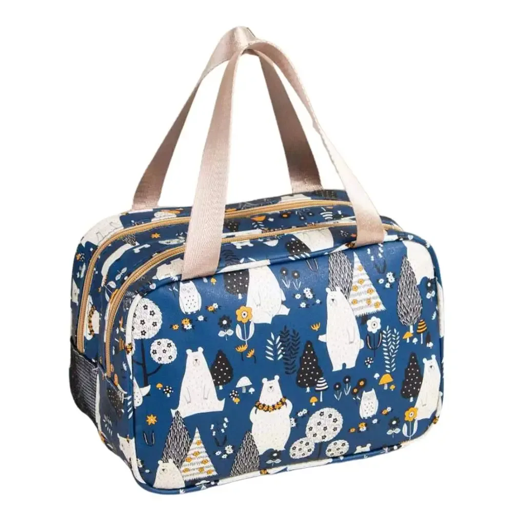 sac à cosmétiques multicolore, sac de rangement polyvalent en tissu pu + maille, séparation sèche et humide, sac de toilette étanche, fournitures de voyage