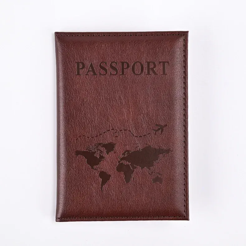 porte-passeport en pu pour femmes, motif de carte, couverture de passeport, portefeuille de voyage, clip pour billet de vol, porte-carte d'identité, accessoires de voyage