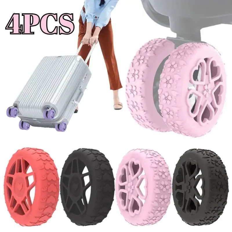 étui de protection de roue de valise en silicone, 4 pièces, avec roulette silencieuse et résistante aux chocs, pour bagages de voyage, réduit le bruit, housse de roulettes de boîte de chariot
