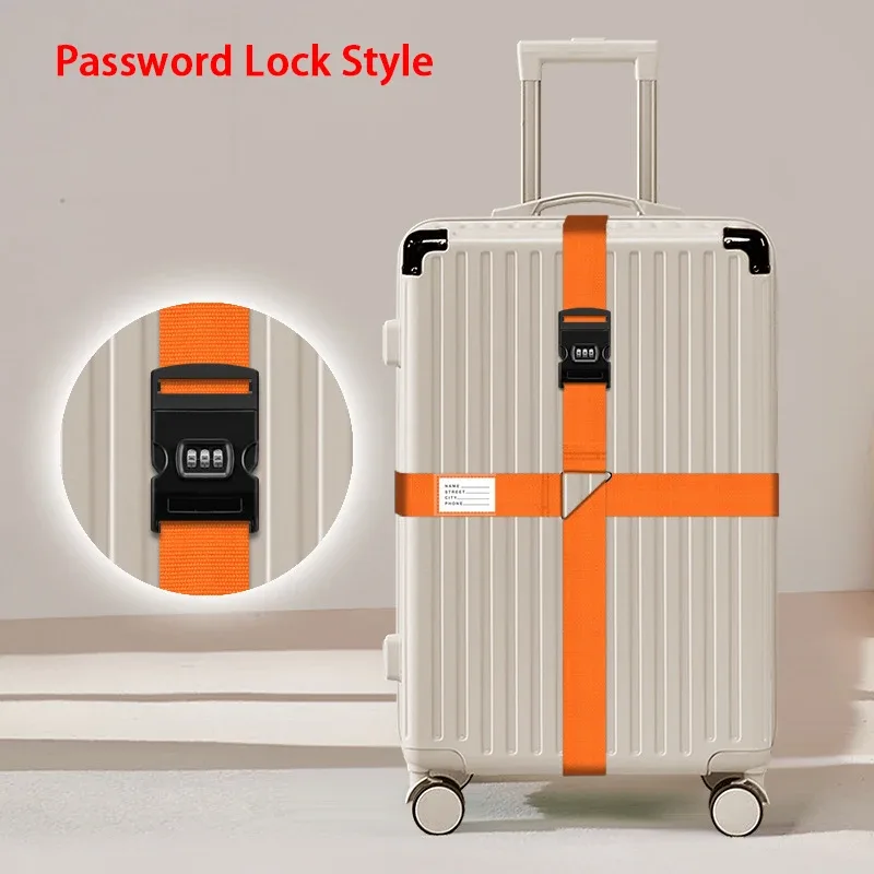 sangles de bagages en nylon avec porte-carte d'identité, réglables, pour l'organisation des bagages, avec serrure à combinaison, accessoires de voyage anti-perte