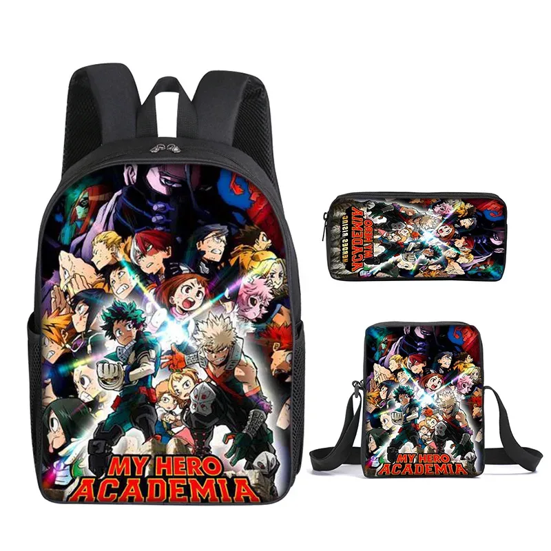 sac à dos my hero academy, sac à déjeuner, trousse à crayons, ensemble cadeau pour enfants et étudiants