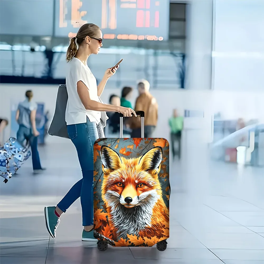1 housse de bagage à imprimé renard et feuilles d'automne. convient aux valises de 18 à 32 pouces ; protège efficacement vos bagages