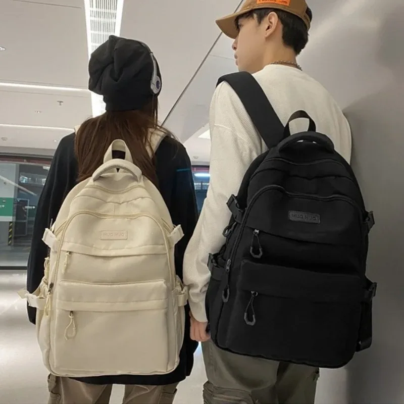 sac à dos de couleur unie de grande capacité pour lycéens, sac à dos de voyage noir simple pour collégiens, nouveauté 2026