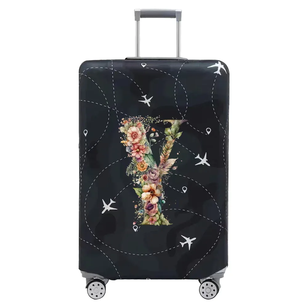 housse de valise de voyage, housse de protection en tissu extensible pour valises de 18 à 28 pouces, série de lettres florales