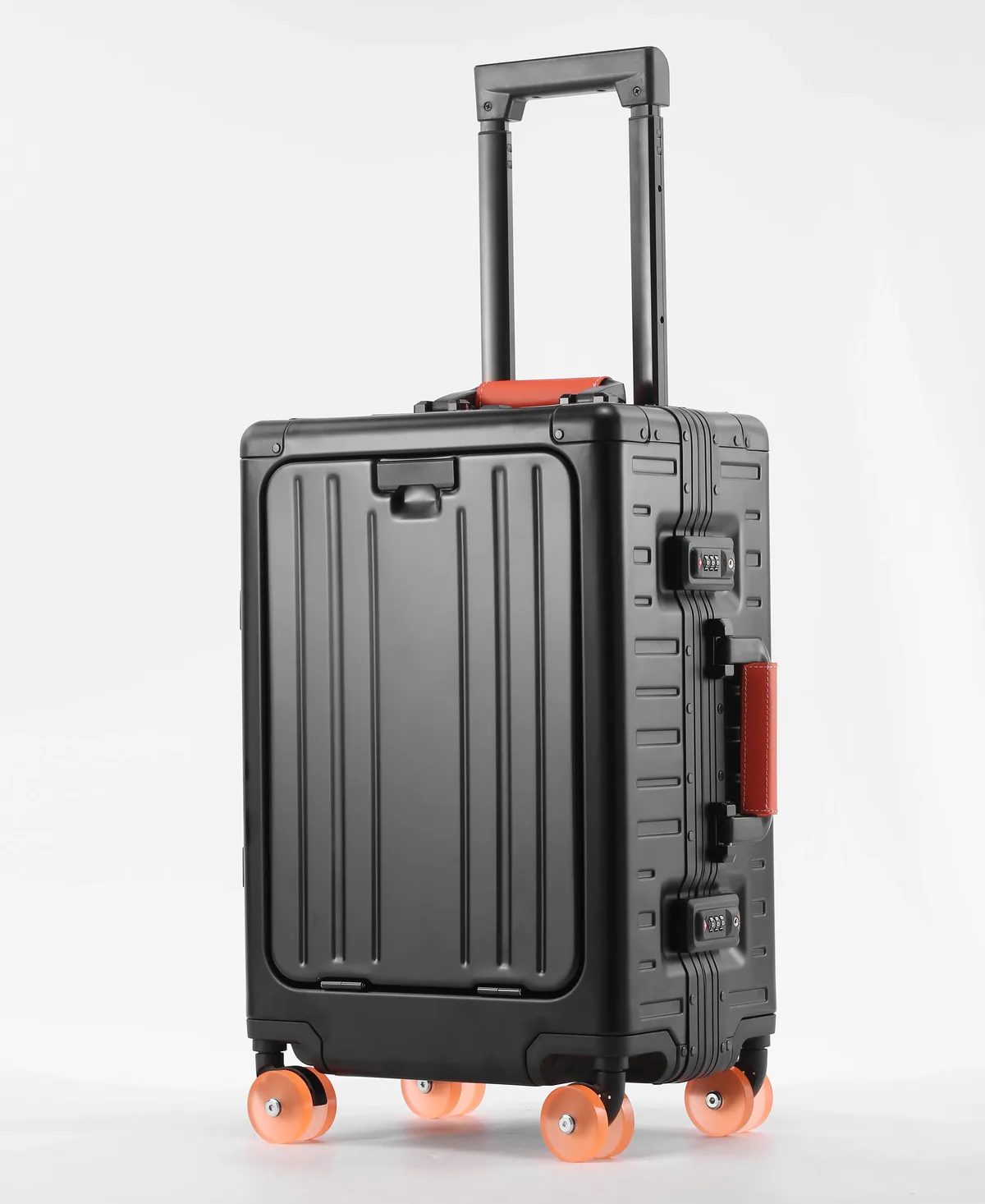 valise aiweiny en alliage d'aluminium et de magnésium, ouverture frontale, 360° °   valise de voyage/à main avec roues silencieuses en tpe, serrure tsa