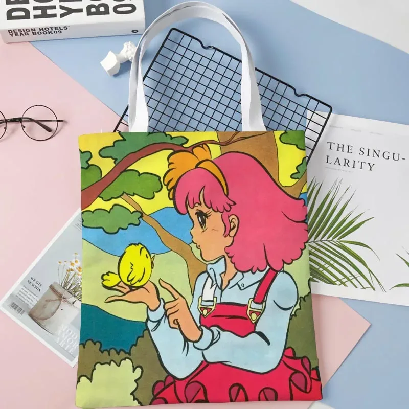 sac fourre-tout minky momo anime pour femme, sacs à provisions réutilisables, sac à main, cuillère à soupe, pliable, coton, initié au gril, fille, 1016wjy