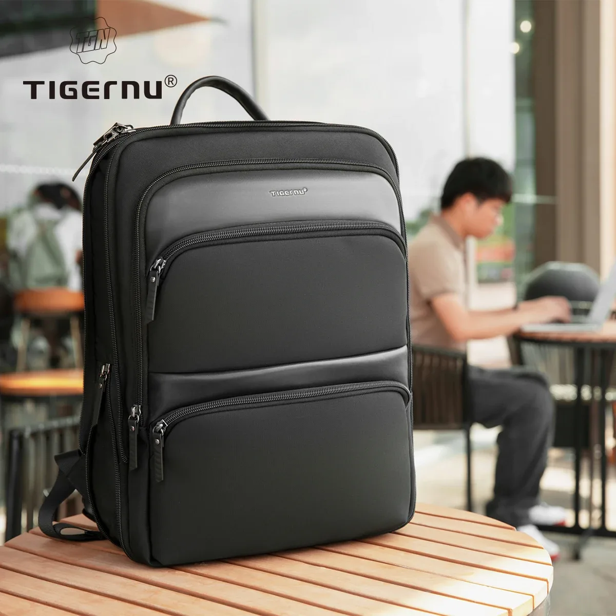 Tigernu sacs à dos extensibles pour hommes 15.6 pouces sac à dos pour ordinateur portable mâle mince sacs à dos d'affaires sac de voyage scolaire cartable universitaire