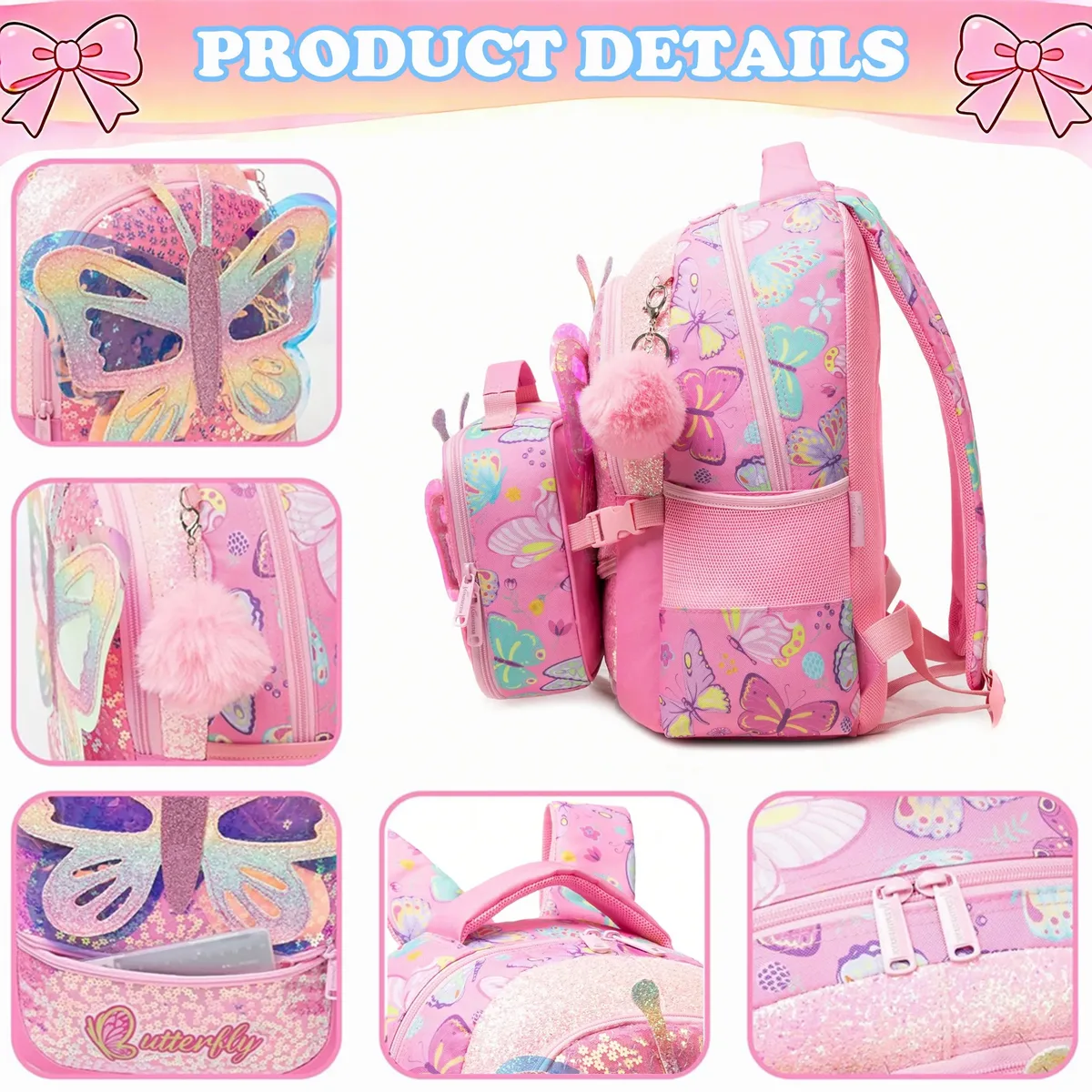 sac à dos scolaire mignon pour filles, sac à bandoulière pour enfants avec boîte à lunch isotherme, sac à dos décontracté pour étudiants, cadeau de rentrée scolaire