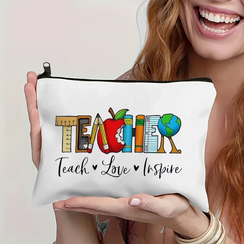 café donnez-moi professeur puissance femmes lin sac cosmétique pochette de maquillage sac à main rouge à lèvres organisateur fête des enseignants meilleurs cadeaux sac à stylos