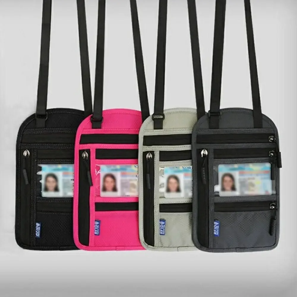 Pochette de sécurité antivol en Nylon, sac de passeport bloquant RFID avec sangle de cou réglable, portefeuille de voyage étanche