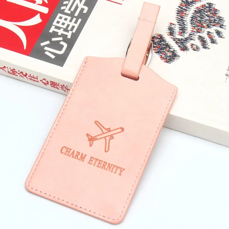 étiquette de bagage créative en cuir épais pour carte d'embarquement d'avion, étiquette de bagage pour valise de voyage, étiquette de bagage mignonne, étiquette nominative et d'adresse