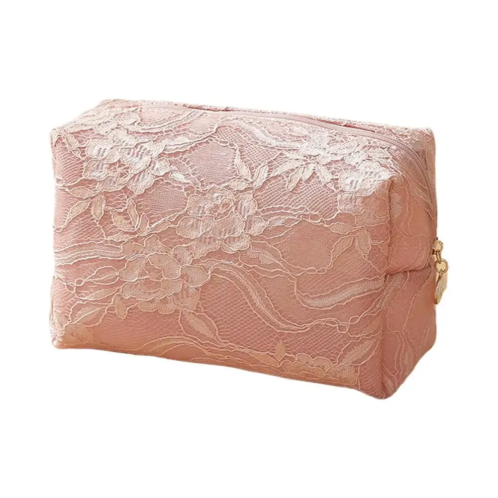 trousse de maquillage grande capacité en dentelle florale, pochette cosmétique imperméable, sac de voyage pour articles de toilette et rangement