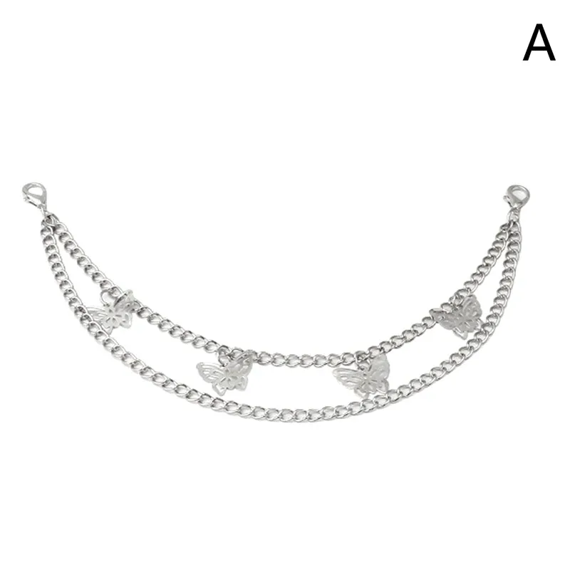 nouvelle sangle chaîne métallique multi-couches diy avec pendentifs papillon, cœur et étoile pour sac à bandoulière