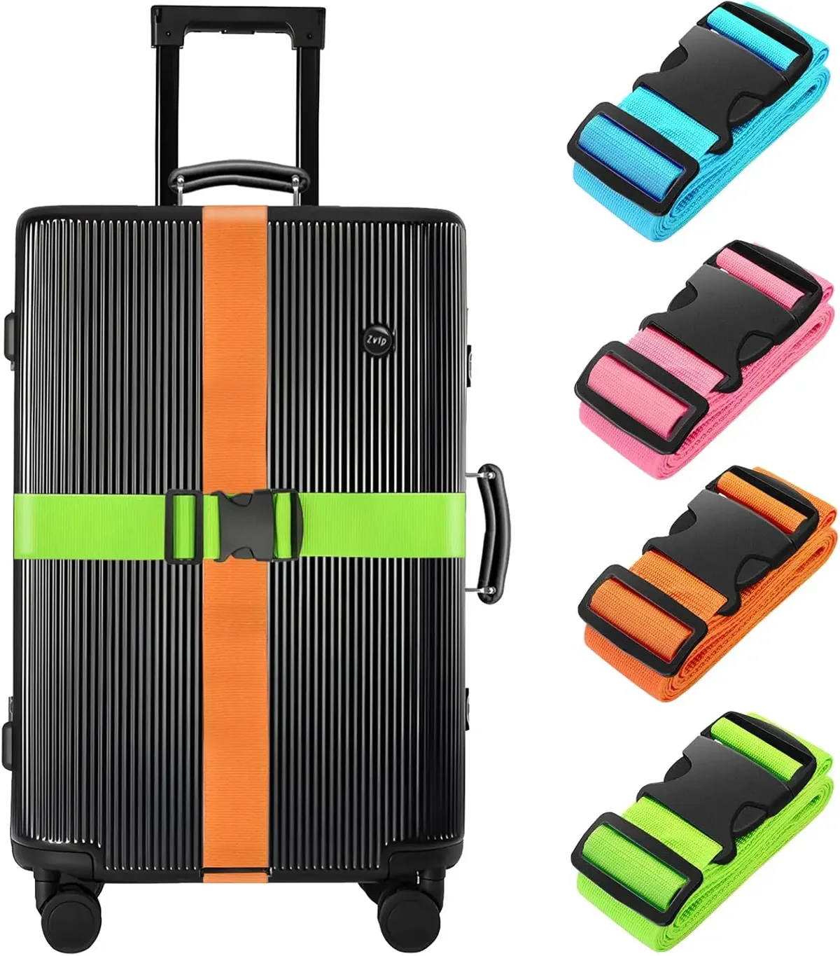 lot de 4 sangles de bagage, ceintures de valise élastiques télescopiques, ceinture de sac de voyage pour valise, sangle de fixation, boucle de voyage, ceintures de bagage