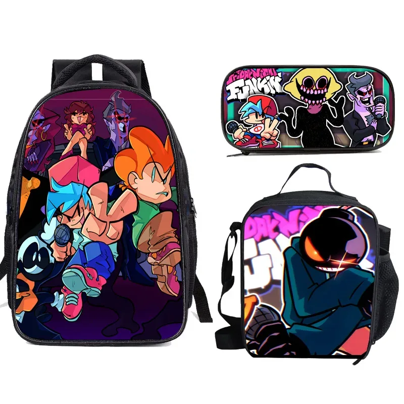 sac à dos friday night funkin, coffret de trois, trousse à crayons, sac à dos friday night funkin
