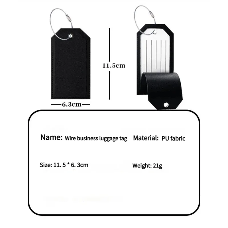 étiquette de bagage en cuir pu personnalisée avec boucle en fil d'acier - identificateur de sac de voyage personnalisé pour les voyages en avion