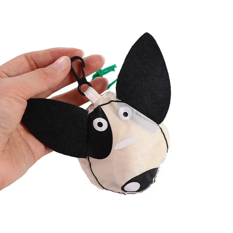sac de courses pliable en forme de chien mignon, sac fourre-tout écologique en polyester durable pour les courses, sac à main portable et léger, pochette de rangement réutilisable