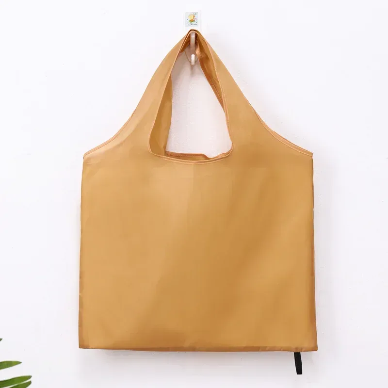 sac de courses réutilisable pour femmes et hommes, sac d'épicerie pliable en nylon de couleur unie, sac fourre-tout écologique, sacs à main portables