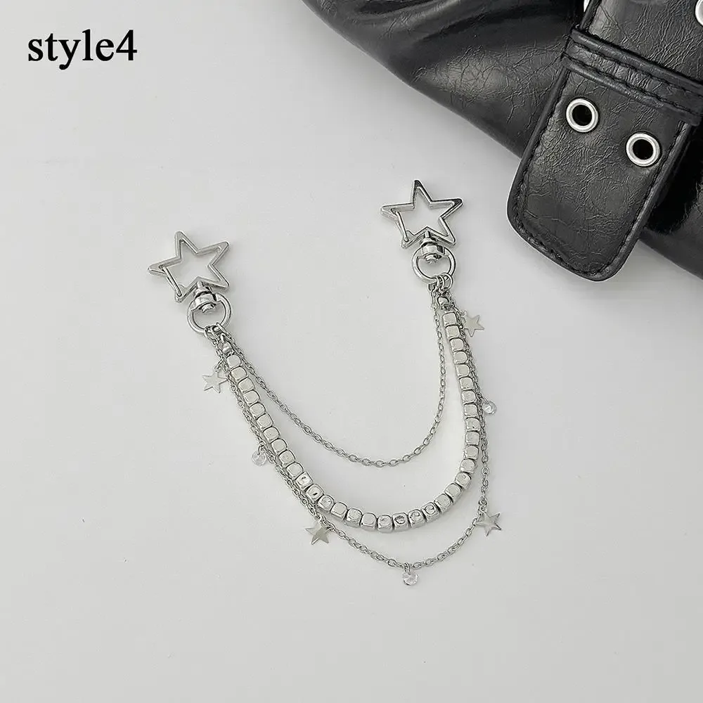 y2k – sangle de chaîne étoile en métal pour sacs, chaîne multicouche pour sac à main, poignées de bricolage, pendentif nœud papillon en perles, accessoire de chaîne de sac à bandoulière