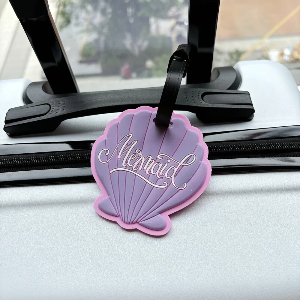 1 pièce étiquette de bagage style coquille avec pendentif, anti-perte, pour sac, avec espace d'écriture pour les informations, accessoire anti-perte