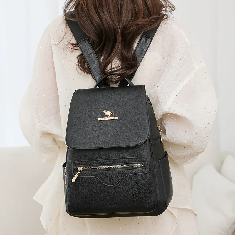 sac à dos de marque de grande capacité pour femmes, nouvelle couleur unie en cuir pu, sac d'école pour étudiants, loisirs voyage, sacs à bandoulière pour femmes