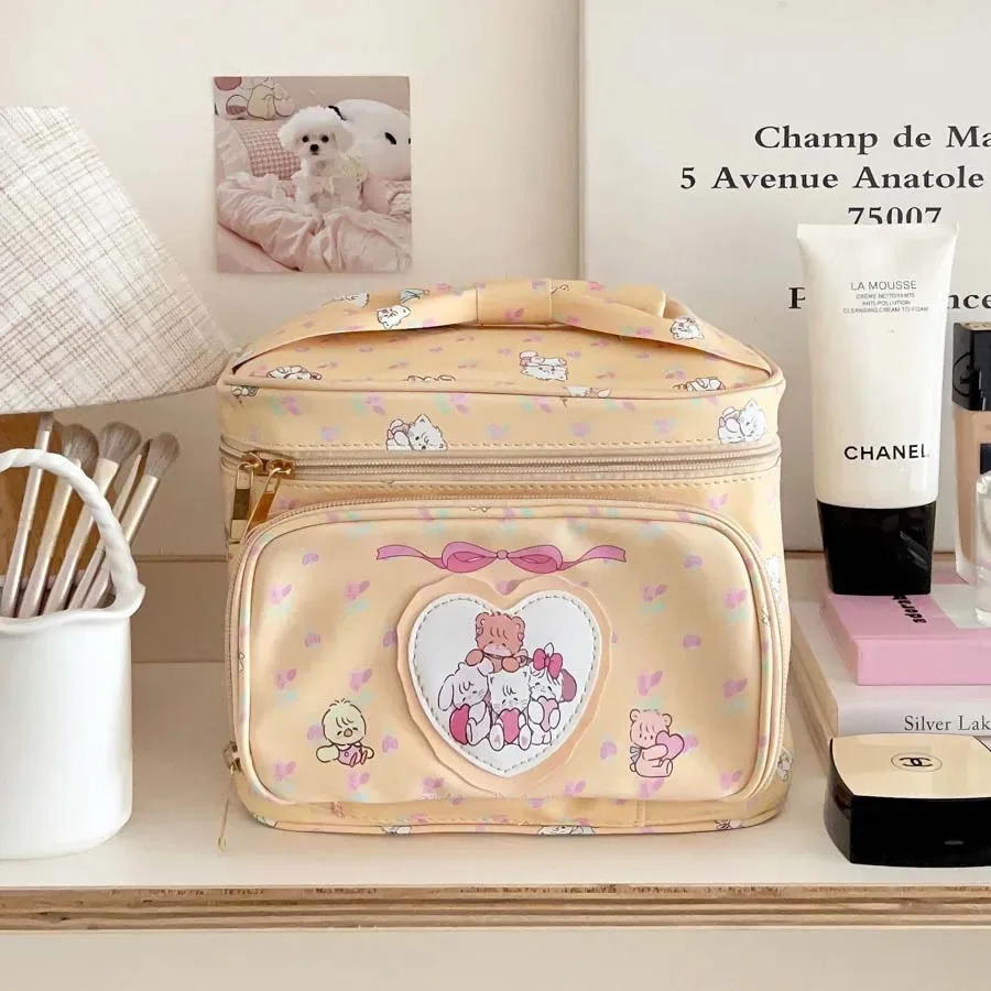 sac à cosmétiques suspendu à motif floral et animalier, imperméable, multi-compartiments, organisateur de maquillage de voyage pour les voyages quotidiens et les vacances