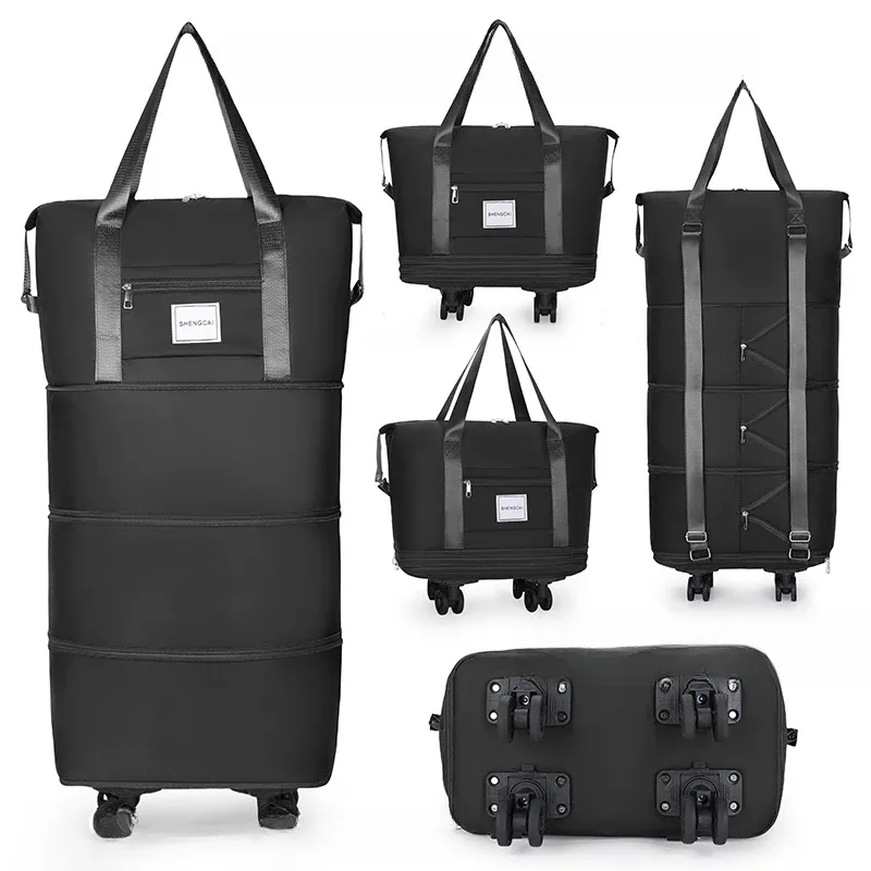 sac de voyage sac à dos grande capacité démontage roue universelle sac de rangement bagages portable double couche sac vérifié avec roue
