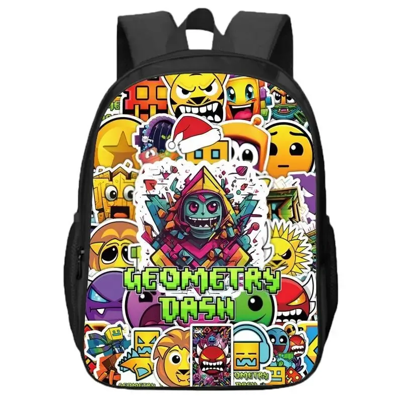 sac à dos double couche geometry dash pour élèves et enfants du primaire et du secondaire