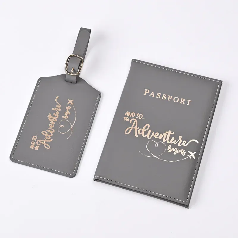 1 ensemble nouveau pu lettre impression porte-passeport étui air billet clip passeport couvre étiquette de bagage id banque porte-carte de crédit sac unisexe