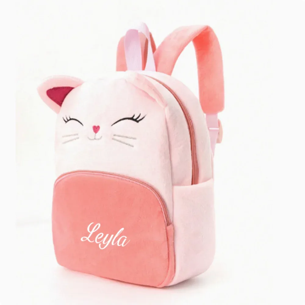 Sac à dos personnalisé pour chat, mignon et léger, sac à livres, sac à collations pour bébé, sac à jouets, cadeau d'anniversaire, personnalisation exclusive avec votre nom
