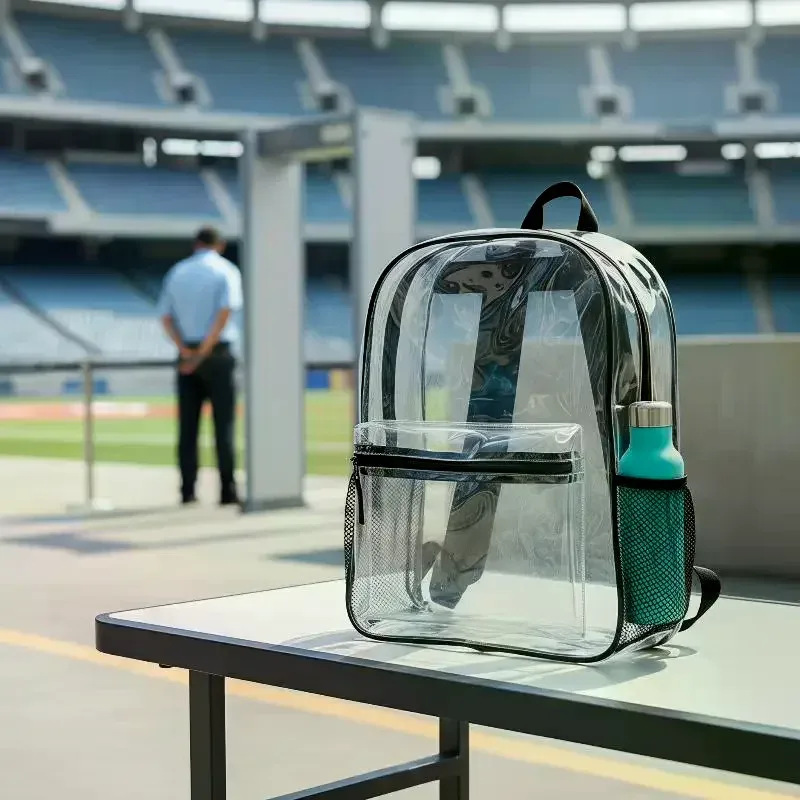 sacs à dos transparents imperméables en pvc, sangles réglables, doubles fermetures éclair durables, pour stade de baseball, sac à dos léger et transparent, 1 pièce