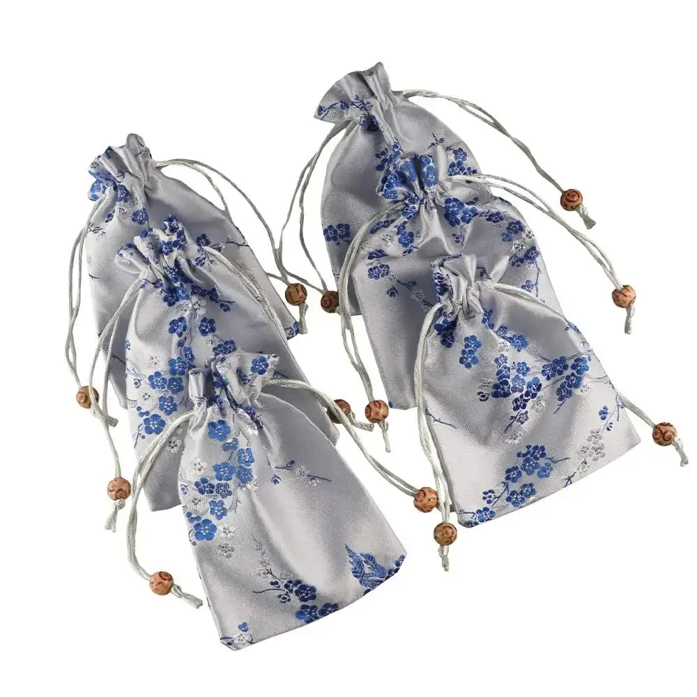 Sac de rangement en Satin lisse, sac cadeau à cordon de serrage, cravate brodée, Sachet pour femmes, mariage
