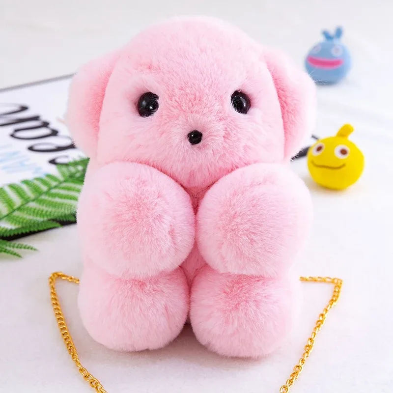 nouveau ours en peluche sac à dos à bandoulière fille sac de messager créatif mignon sac à chaîne belle moelleux fille dessin animé sac