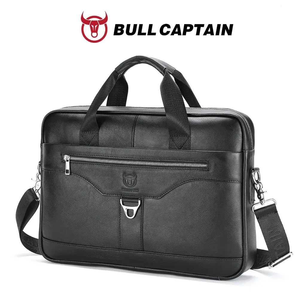 bullcaptain sac à main en cuir véritable pour homme, sac d'affaires vintage pour ordinateur portable, sac messager grande capacité, sac à bandoulière pour le travail