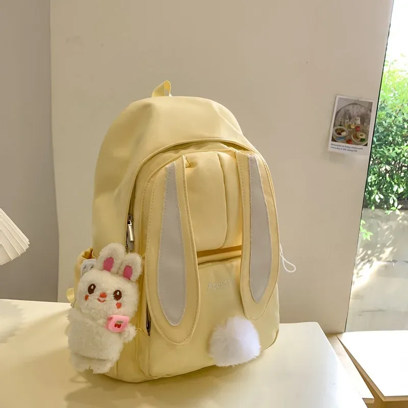 sac à dos scolaire mignon à oreilles de lapin pour femme, style coréen harajuku, pour lycéenne, style japonais, sac à dos à double épaule polyvalent pour fille