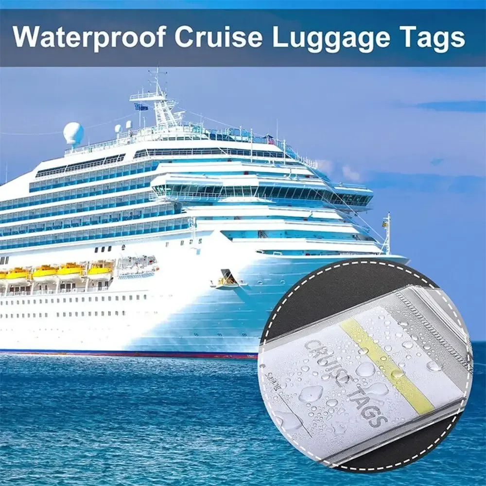 porte-étiquettes de bagage en fil d'acier avec boucle, pochette à fermeture éclair en pvc, étiquette de valise étanche, pochette pour billet de bateau/carte