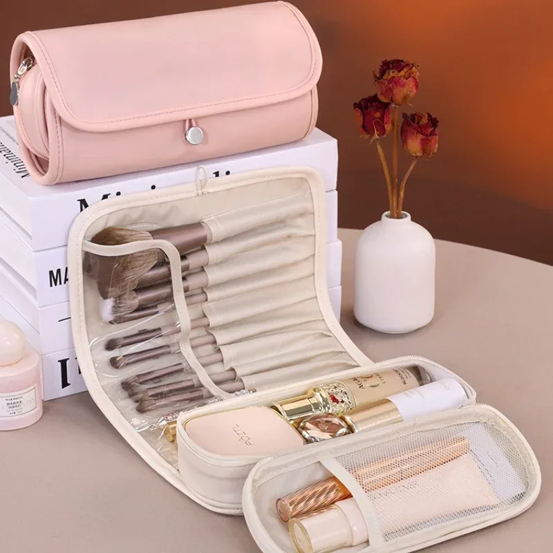 Grande trousse de maquillage multifonctionnelle, trousse de maquillage de voyage pour femmes, trousse de maquillage pliable portable tendance