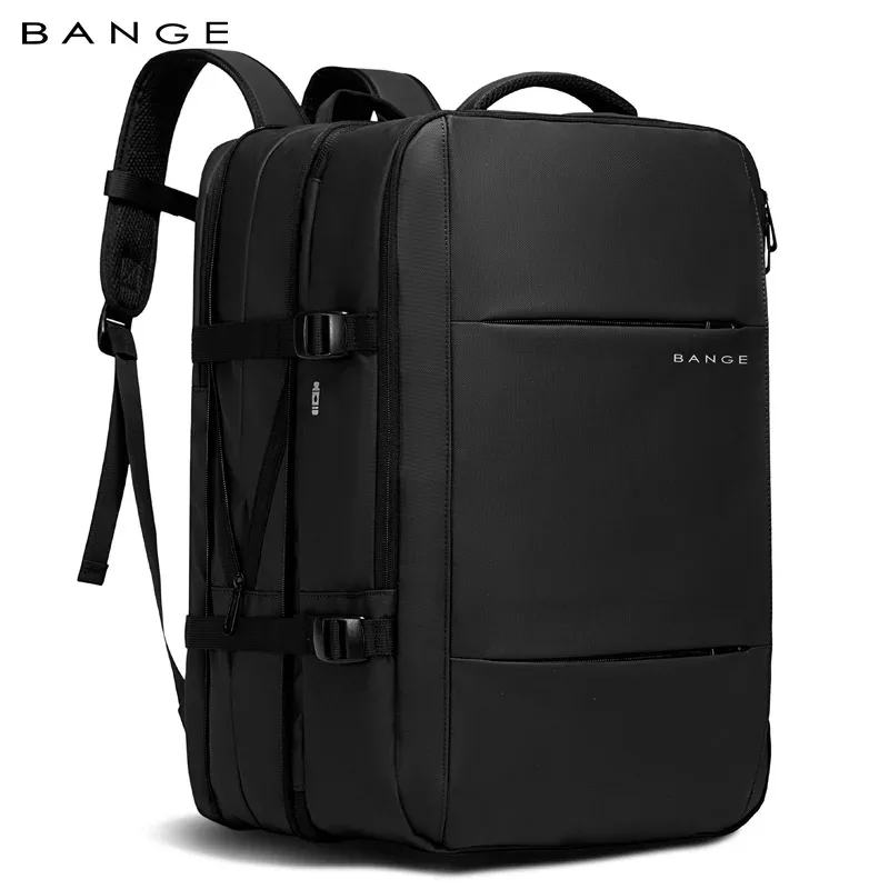 BANGE – sac à dos de voyage extensible pour hommes, sac à dos d'affaires, sac d'école avec chargeur USB, grande capacité, sac étanche pour ordinateur portable de 15.6 pouces