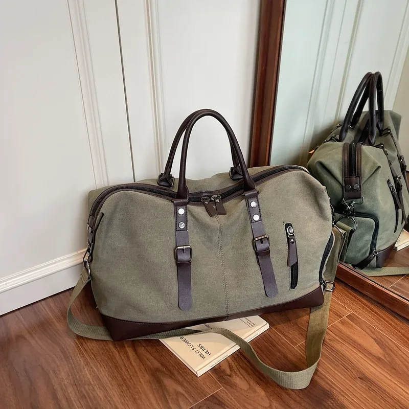 sac de voyage grande capacité tendance, sac bandoulière rétro, sac à bandoulière pour courts séjours, unisexe, en nylon résistant à l'usure, couleur unie