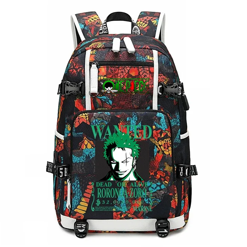 sac à dos d'école imprimé one piece zoro, sac à livres de grande capacité pour étudiants, pour enfants et adolescents