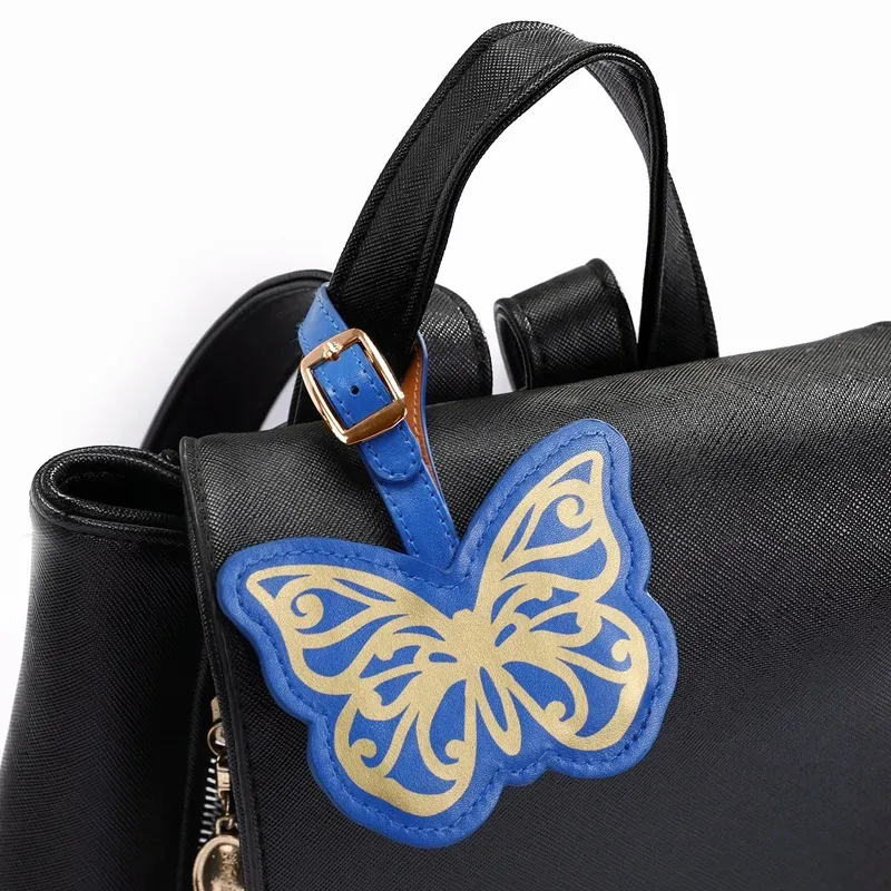 étiquette de bagage créative papillon et fleur pour femmes et hommes, étiquette portable, porte-adresse d'iden