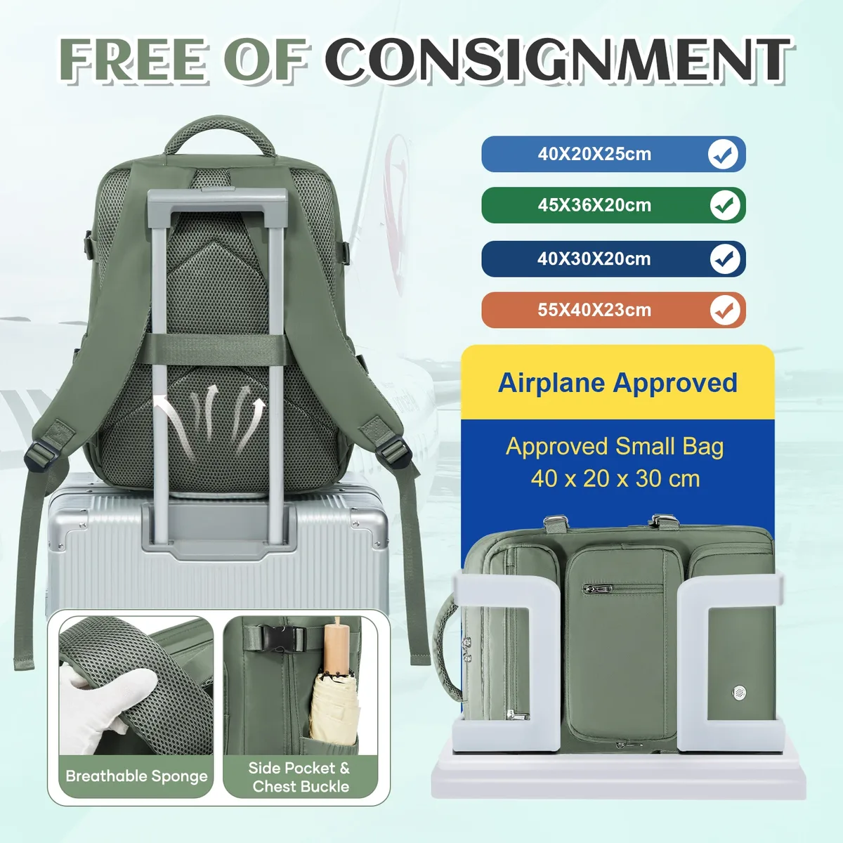 sac à dos ryanair 40x30x20, bagage à main, sac pour ordinateur portable, antivol, sac pour homme et femme, pour le sport, la randonnée, les voyages, sac de cabine