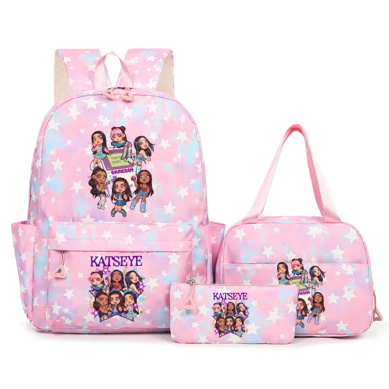 sac à dos katseye music avec imprimé neige, capacité 3 pièces, pour étudiants du collège/lycée, avec sac à déjeuner, sac de voyage, mochila pour femme