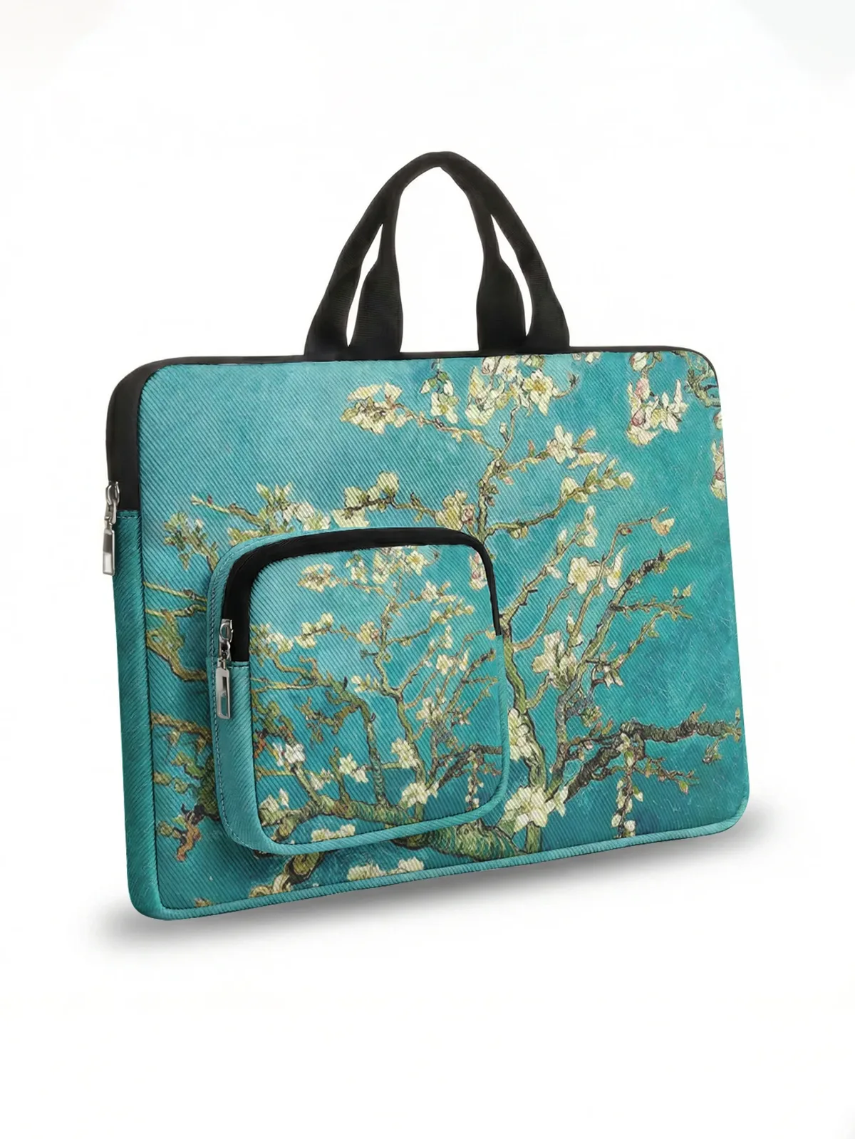 sac à main pour ordinateur portable avec peinture de fleurs d'amande de van gogh, avec poche supplémentaire, étui antichoc pour ordinateur portable de 13 à 15,6 pouces