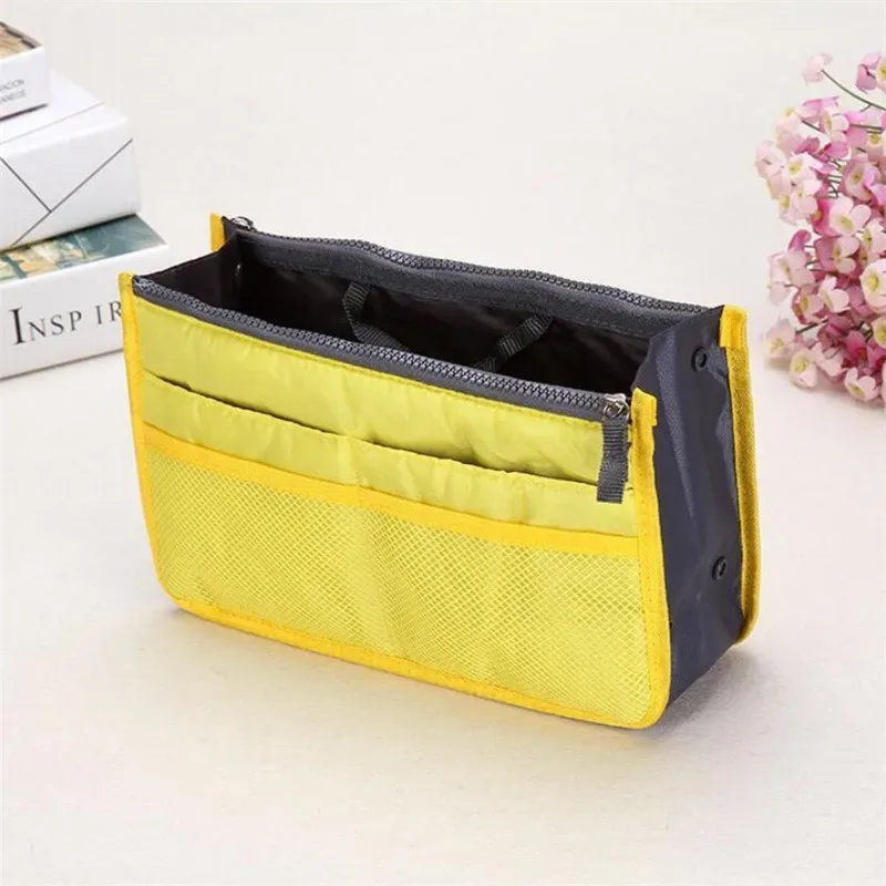 organisateur insérer sac femmes nylon voyage brosses organisateur sac à main sac à main grande doublure dame maquillage sac cosmétique pas cher femme fourre-tout