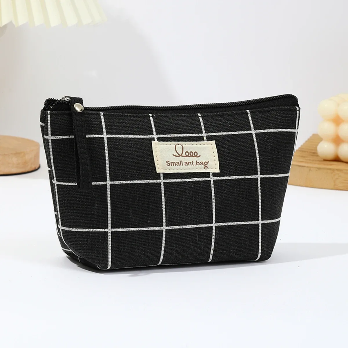 pochette à fermeture éclair en tissu, sac de rangement pour cosmétiques, porte-cartes multifonctionnel en toile, pochette pour clés, sac pour téléphone, trousse de toilette